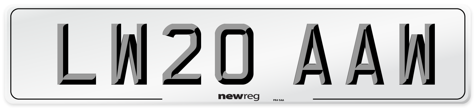 LW20 AAW Number Plate from New Reg